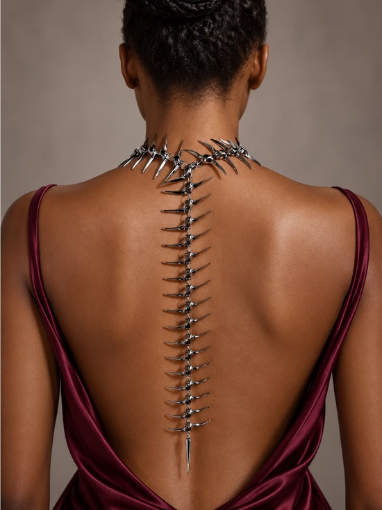 Anthropologie Jewelry - Silver Spine Back Spike Gothic Necklace